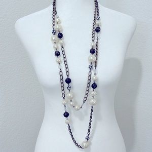 Long faux pearl necklace